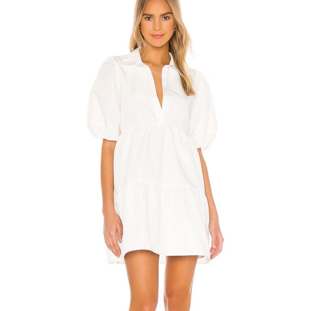 Amanda Uprichard: Short Sleeve Quarter Buttondown Dress, White